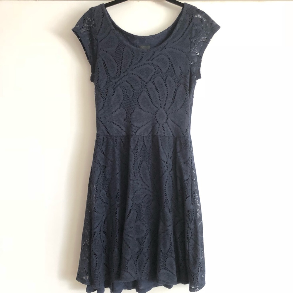Anthropologie Deletta Floral Lace Dress in Navy